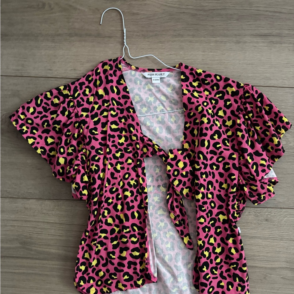 Posh Peanut Pink and Yellow Leopard Kimono